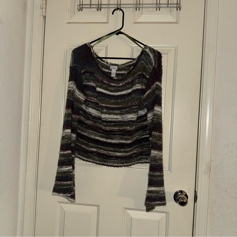 WEST OF MELROSE Stripe Boat Neck Womens Sweater